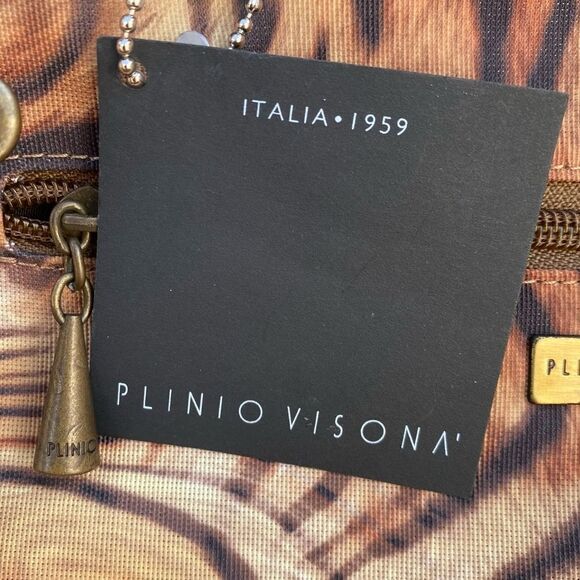 Plinio Visona Maroon/Animal Print Leather Reversible Tote/Crossbody Bag. NWT - Picture 9 of 14